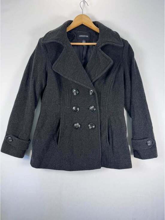 London Fog Jackets & Blazers - London Fog Women's Dark Gray Wool Blend Peacoat Size Large
